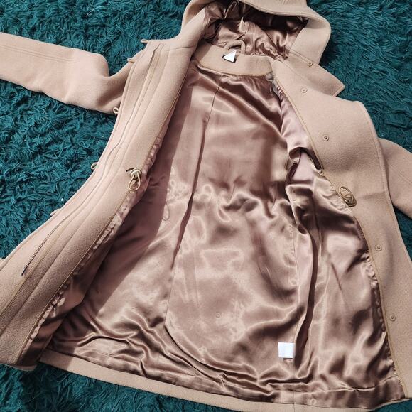 J.Crew Wool Blend Hooded Coat Sz 2 – Camel Zip/Button Jacket, Warm & Stylish - Picture 8 of 8